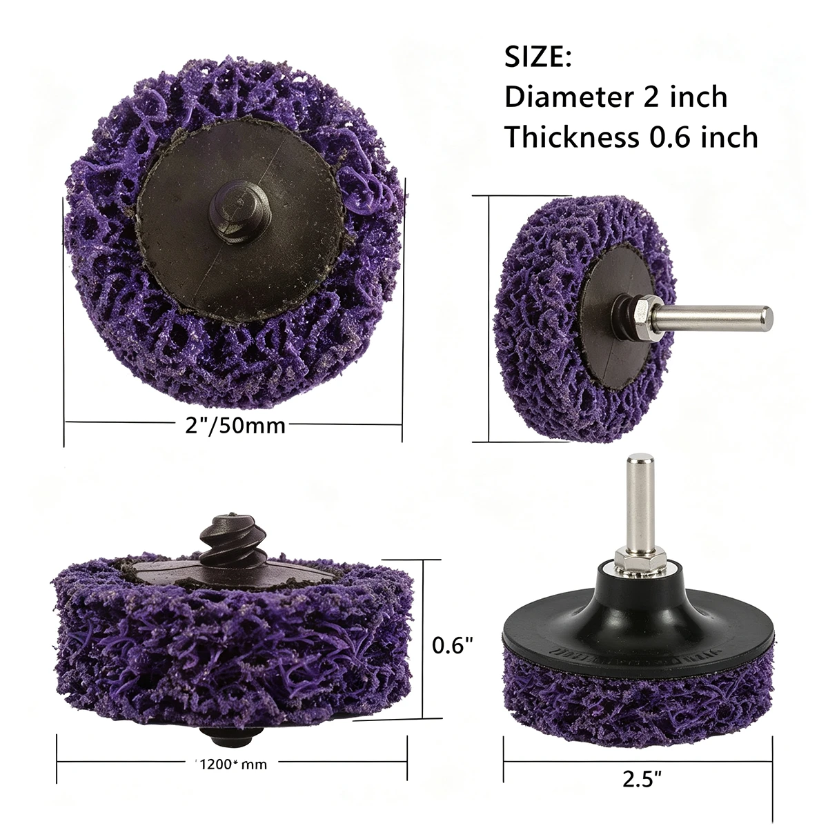 2" Sanding Grinding Discs ; 1/4'' Holder-Removes Rust, Strips Paint, Cleaning & Stripping Sanding Disc thumbnail 4