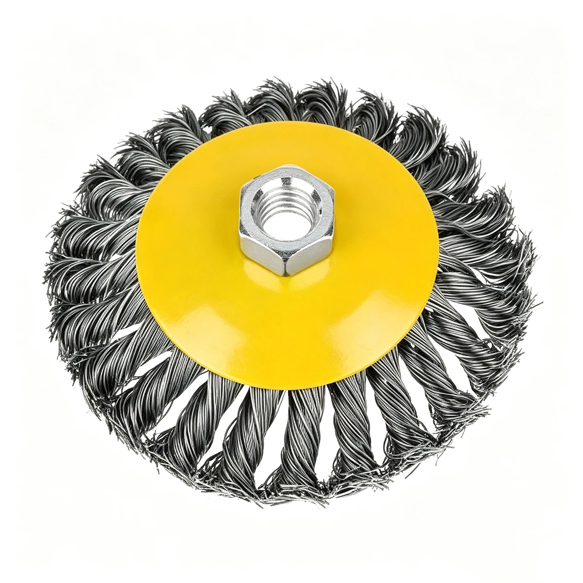 4" Crimped Mini Bevel Brush. 014 Ss Wire, 5/8-11 Thread thumbnail 2