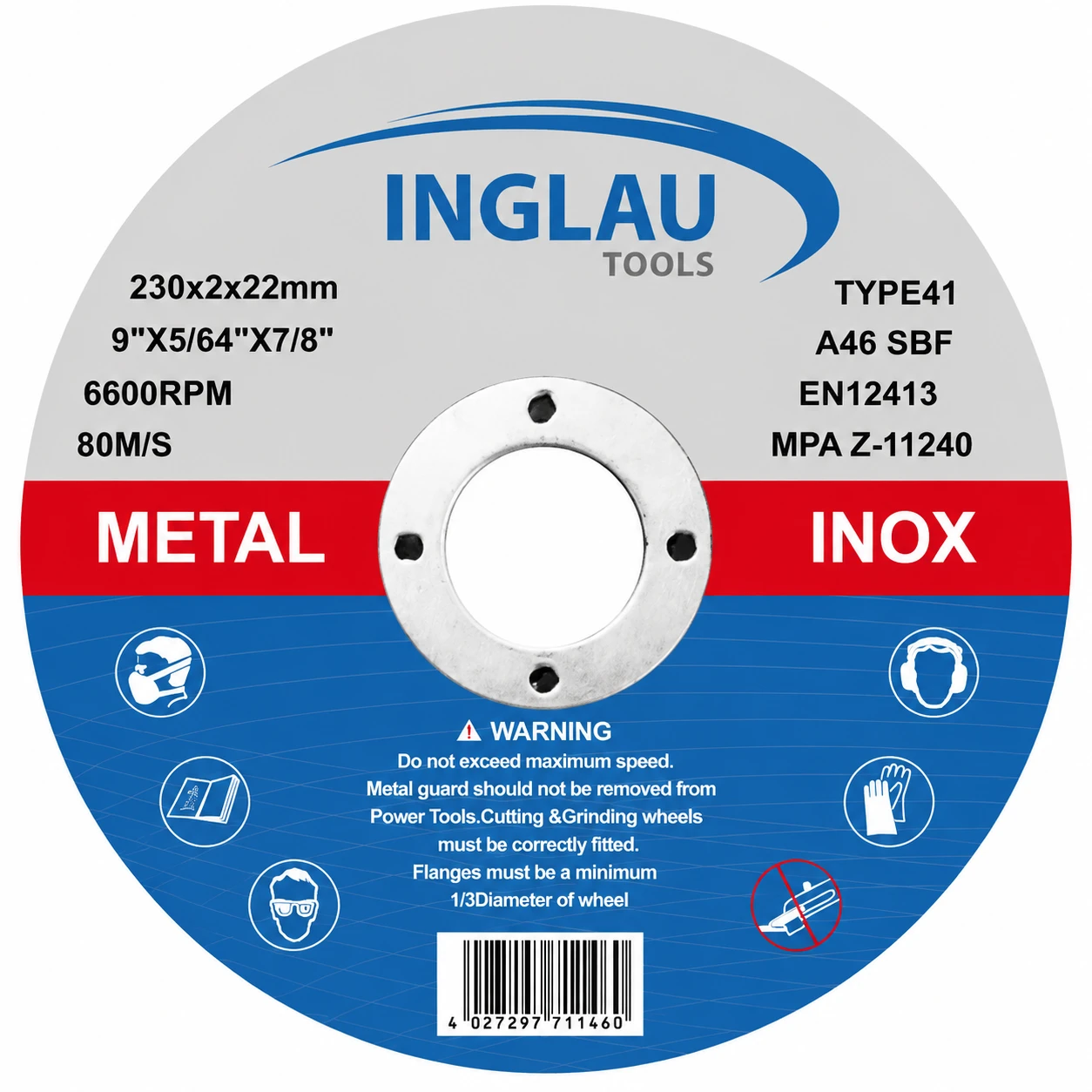 Cut-off wheel Performance Line for stainless steel, 230mmx1.9x22,23mm, T41 Straight Type