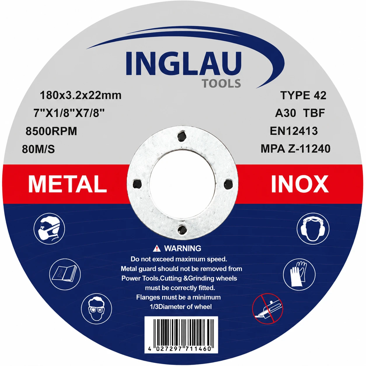 Cutting Abrasive Disc, T1, 180 mm x 3 mm x 22.2 mm thumbnail 5