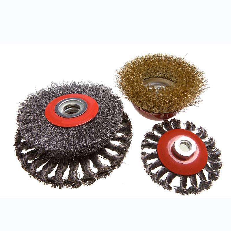 Bevel brushes, twist knot wire