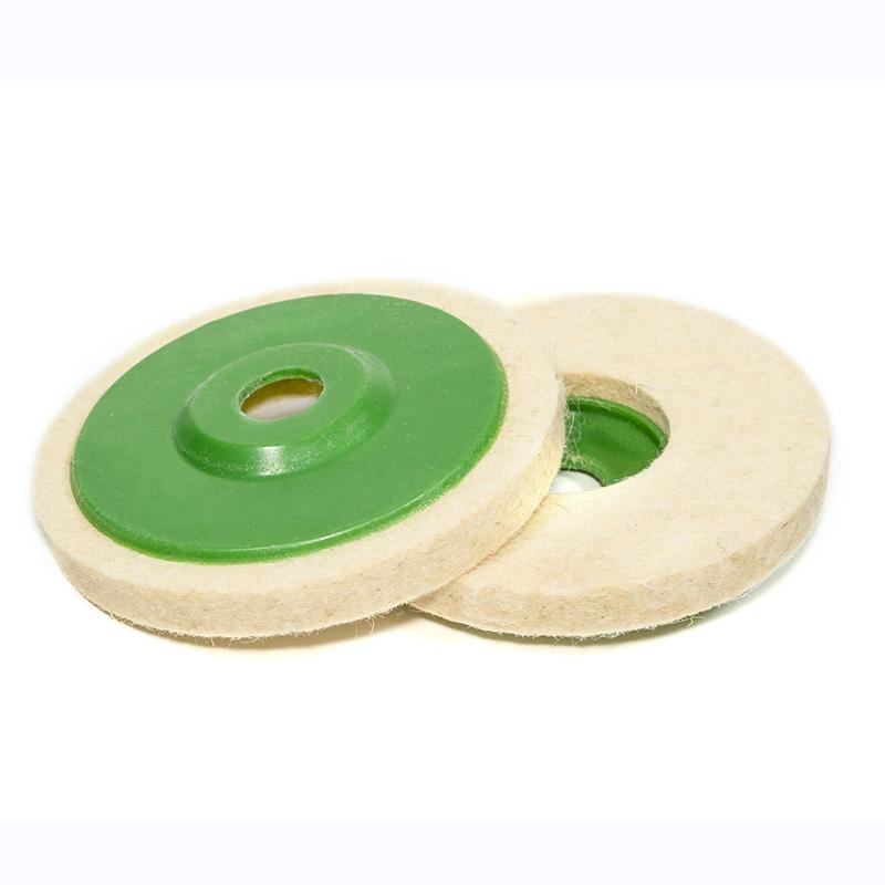4 Inch Round Wool Felt Disc Wheel Pad, for 100 Angle Grinder, Buffing Polishing Buffer Bore Dia-White & Green