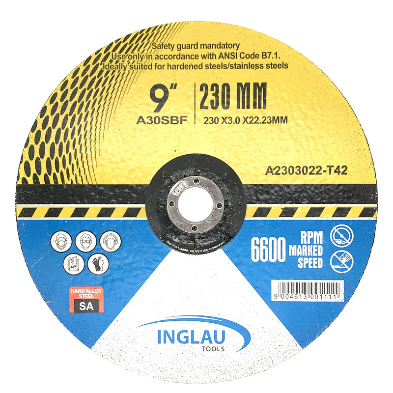 T42 cutting disc for stainless steel 230×3 mm depressed center